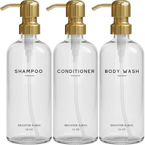 Luxury Shampoo and Conditioner Dispenser Set by Brighter Barns - Shampoo Conditioner Body Wash Di... | Amazon (US)
