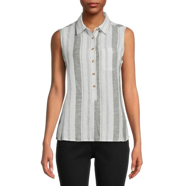 Time And Tru Women's Sleeveless Henley Shirt - Walmart.com | Walmart (US)