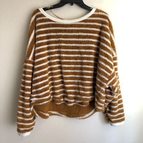 Free People Breton Pullover M Sweater Top Slouchy Fuzzy Striped Oversized  | eBay | eBay US