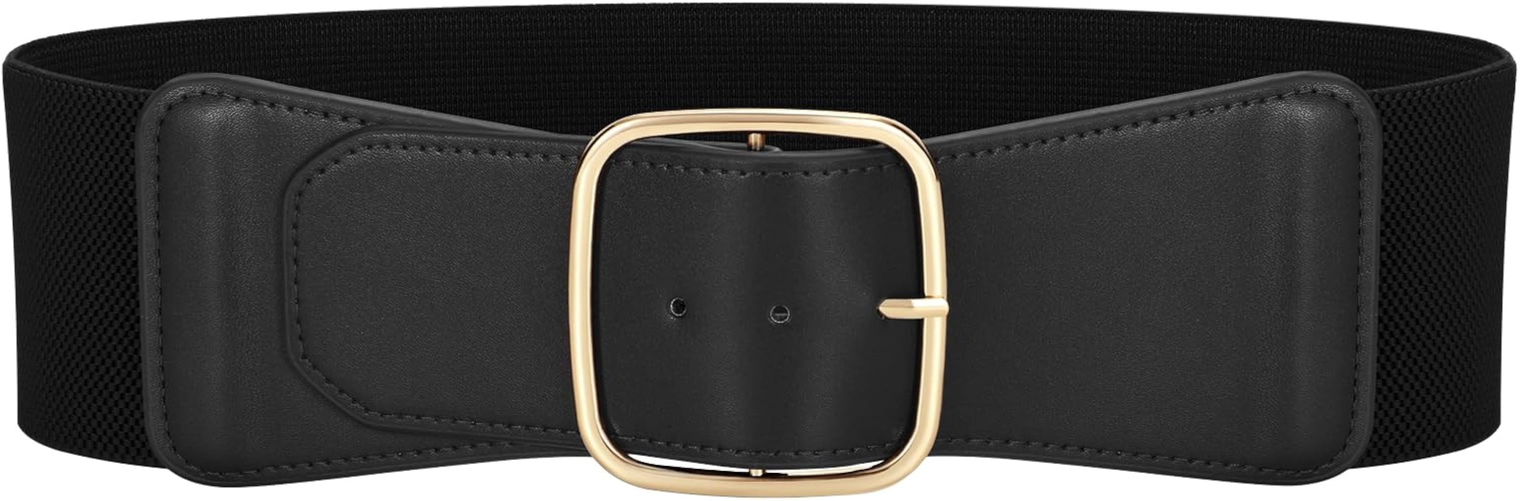 JASGOOD Women Elastic Wide Belt Ladies Stretchy Waist Belt with Square Buckle for Dress | Amazon (US)