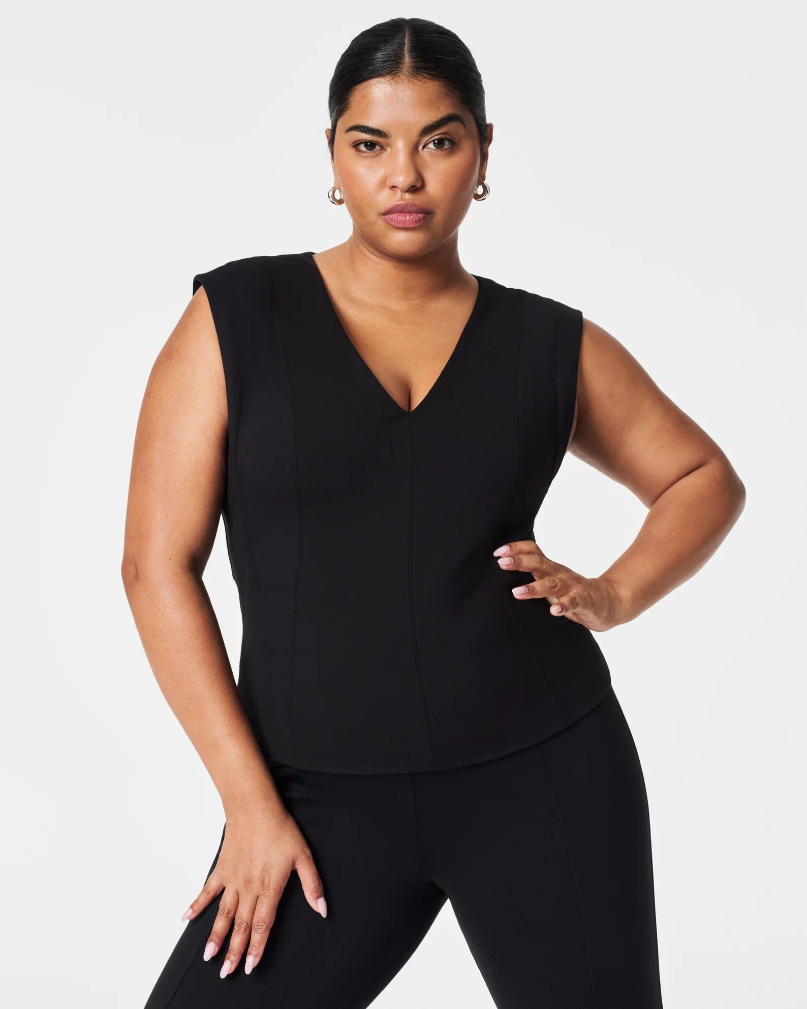 The Perfect V-Neck Seamed Top | Spanx