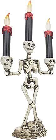 Evelyne GMT-10319 Triple LED Halloween Candles Flameless and Skeleton Candle Holder Stand for Sku... | Amazon (US)