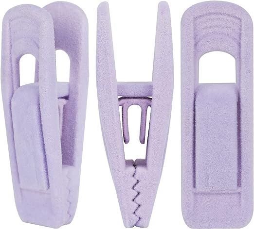Tinfol Velvet Hanger Clips, 24Pcs Pants Hangers Velvet Clips, Strong Finger Flocked Clips Perfect... | Amazon (US)