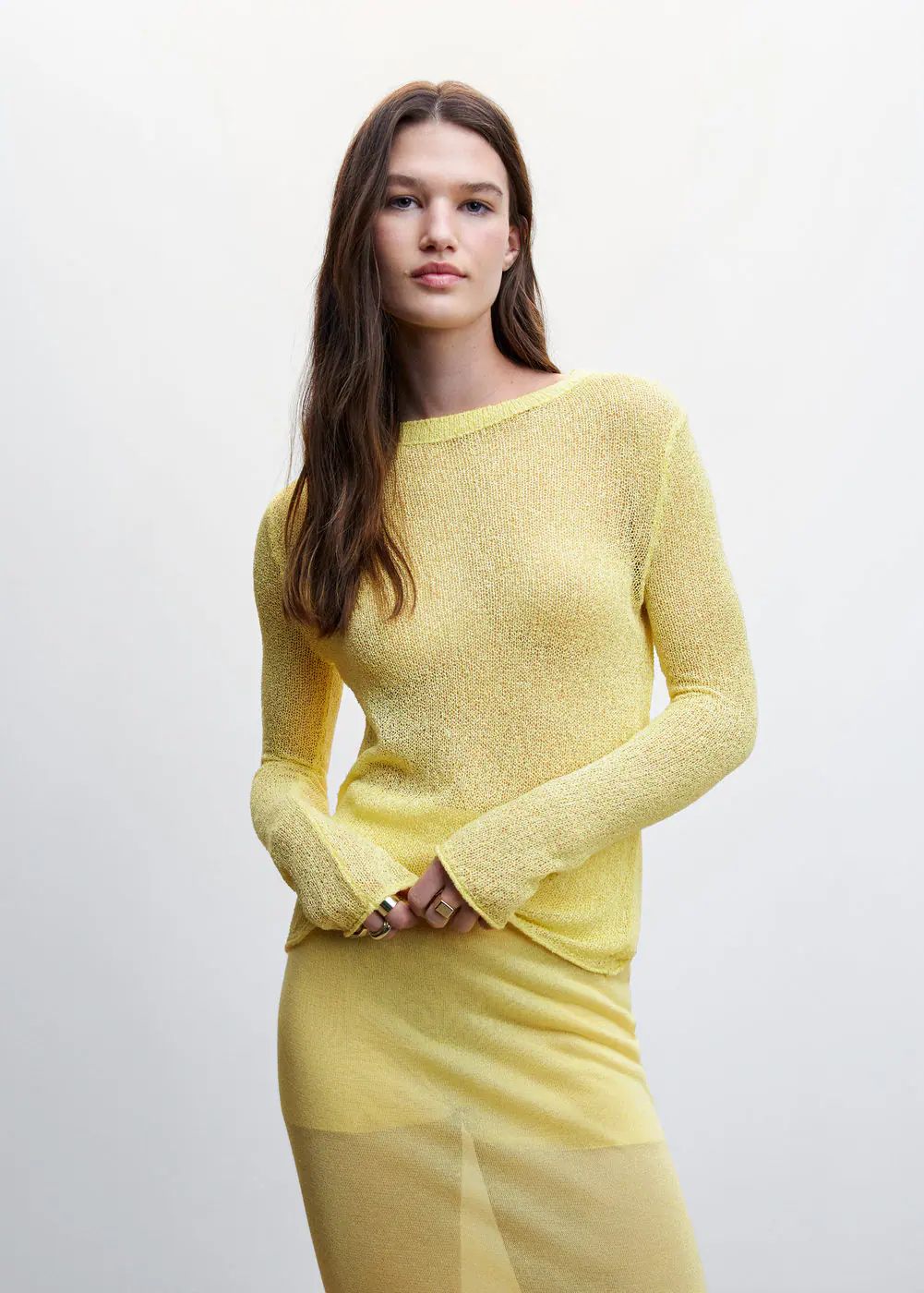 Semi-transparent knitted sweater | MANGO (US)