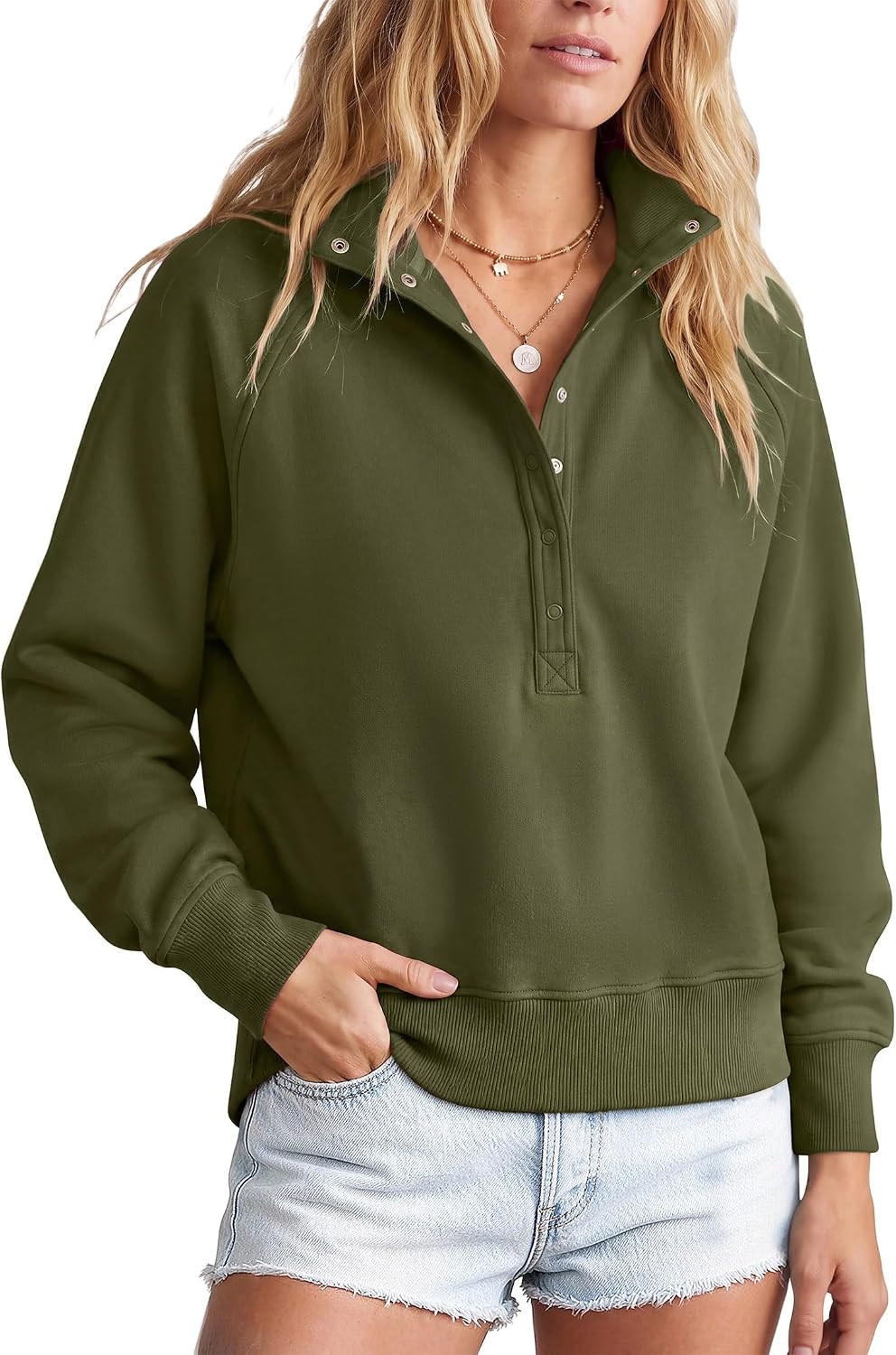 PRETTYGARDEN Women's Fall Oversized Sweatshirts Mock Neck Henley Pullover | Amazon (US)