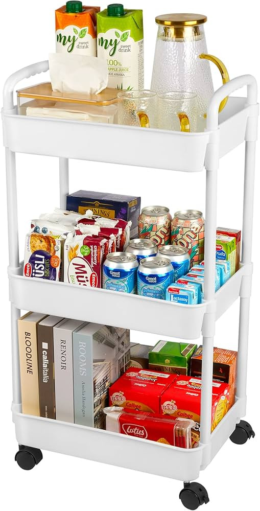 Vtopmart 3 Tier Rolling Cart with Wheels, Detachable Utility Storage Cart with Handle and Lockabl... | Amazon (US)