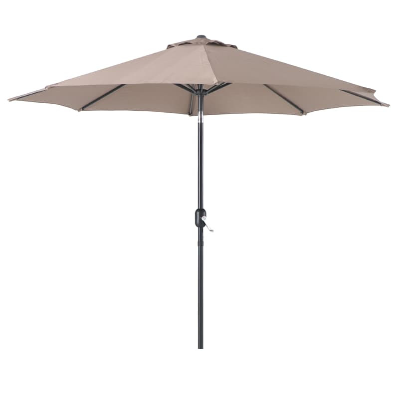 Taupe Crank & Tilt Round Outdoor Patio Umbrella, 9' | At Home