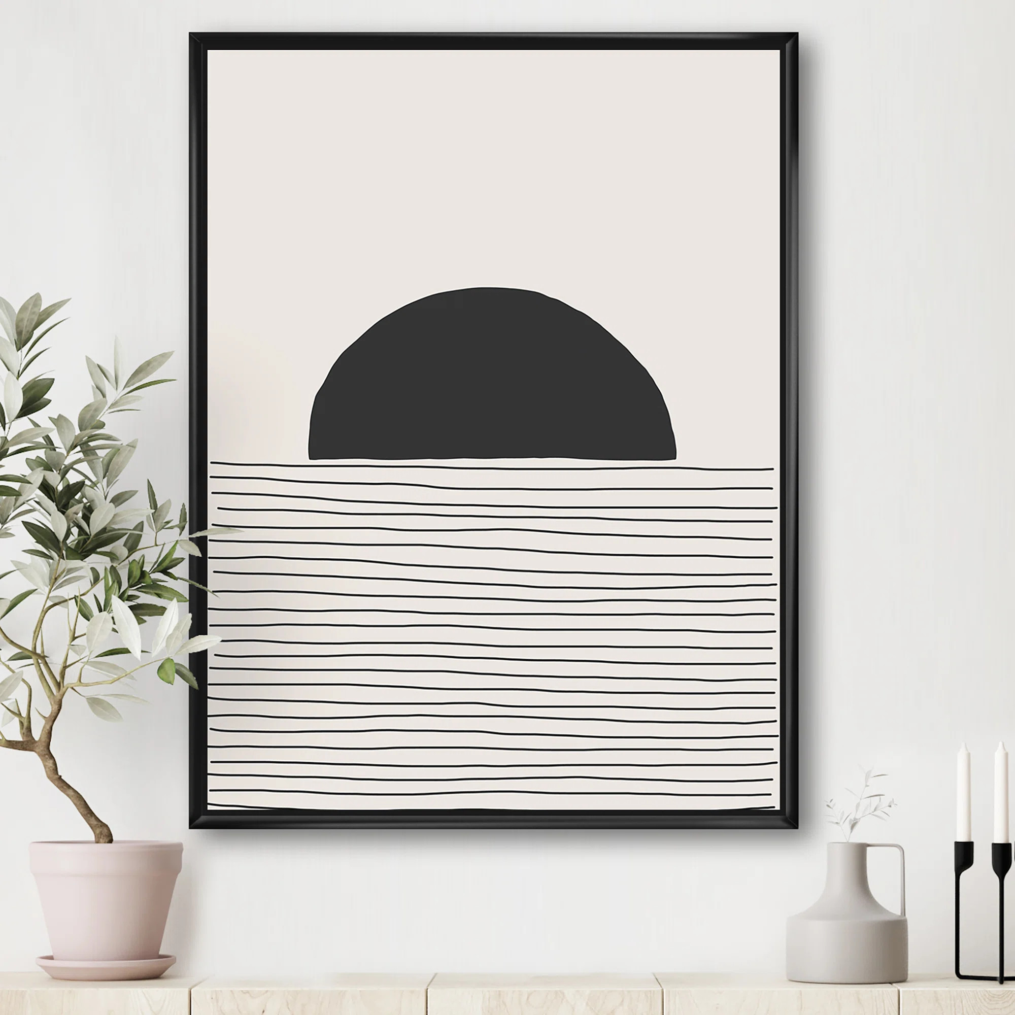 " Minimal Geometric Lines And Circle V " | Wayfair North America