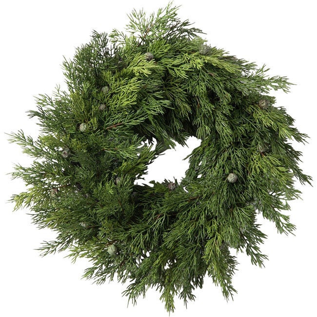 Seeding Juniper Berry Faux Greenery Front Door Mantle Wreath | Maisonette
