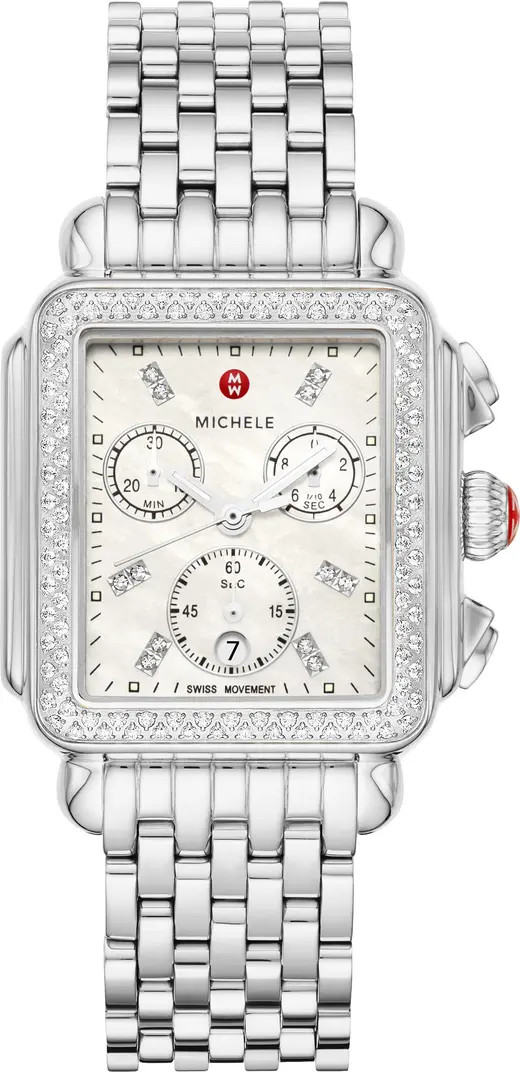 Deco Diamond Chronograph Bracelet Watch, 33mm | Nordstrom
