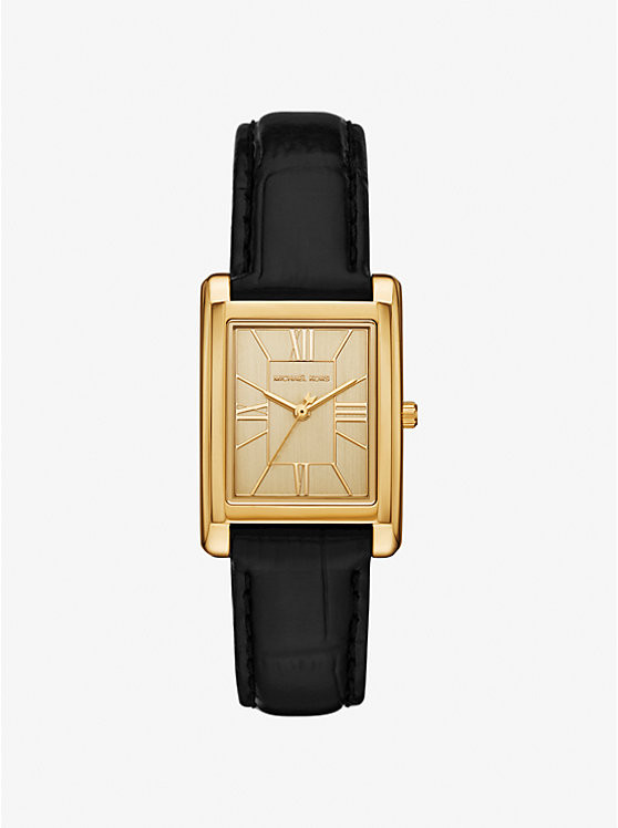 Essex Gold-Tone and Crocodile Embossed Leather Watch | Michael Kors US