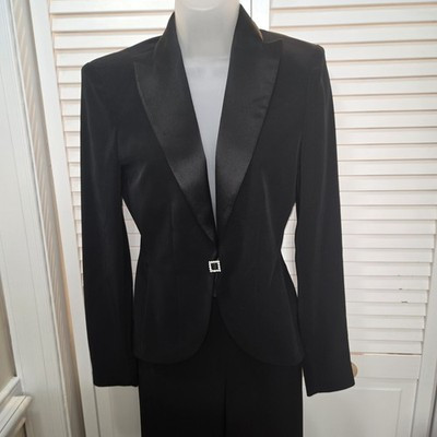 Y2k Vintage Ladies Sexy Caché Black Tuxedo Split Flare Leg 2 Pc Pant Suit Size 2 | eBay CA