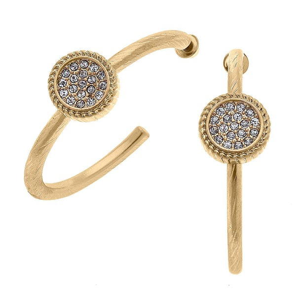 Corrine Pavé Disc Hoop Earrings in Worn Gold | CANVAS