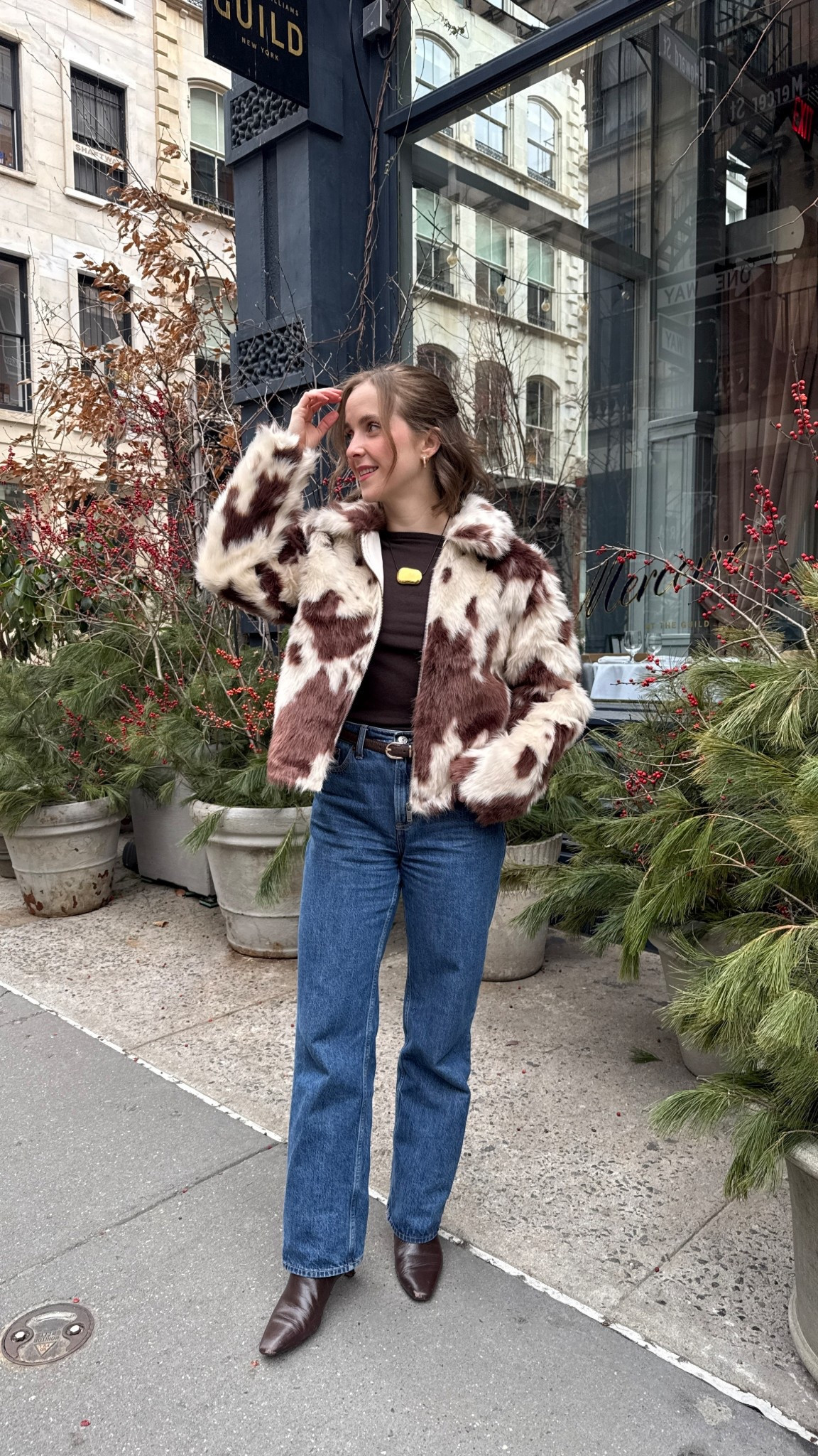 NYC ootd. This Target faux fur jacket is so comfy and cozy! Plus under $60!

#LTKootd #LTKFindsUnder100