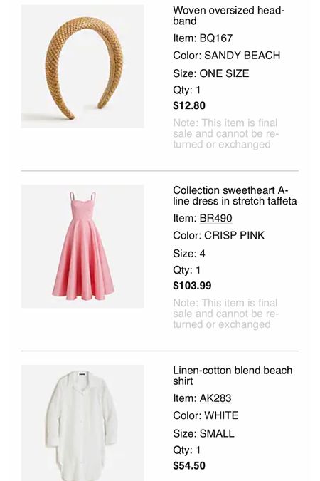 What I ordered from J. Crew! They’re doing an extra 60% off sale styles with code SHOPSALE (doesn’t apply to the beach shirt I got) which felt like the perfect sign to get this pink dress I had been eyeing for months!

#LTKwedding #LTKunder50 #LTKsalealert