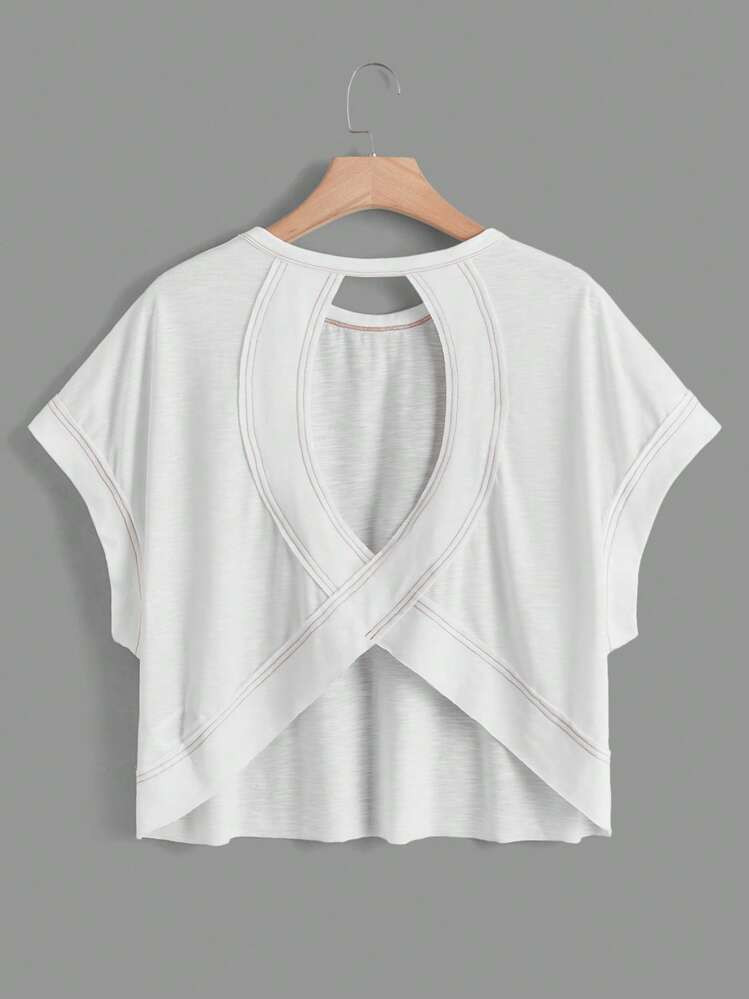 SHEIN Essnce Cut Out Back Batwing Sleeve Tee | SHEIN