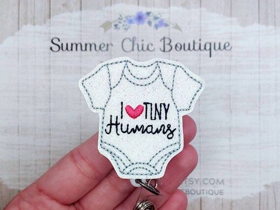 Glitter I Love Tiny Humans Labor and Delivery Badge Reel | Etsy | Etsy (US)