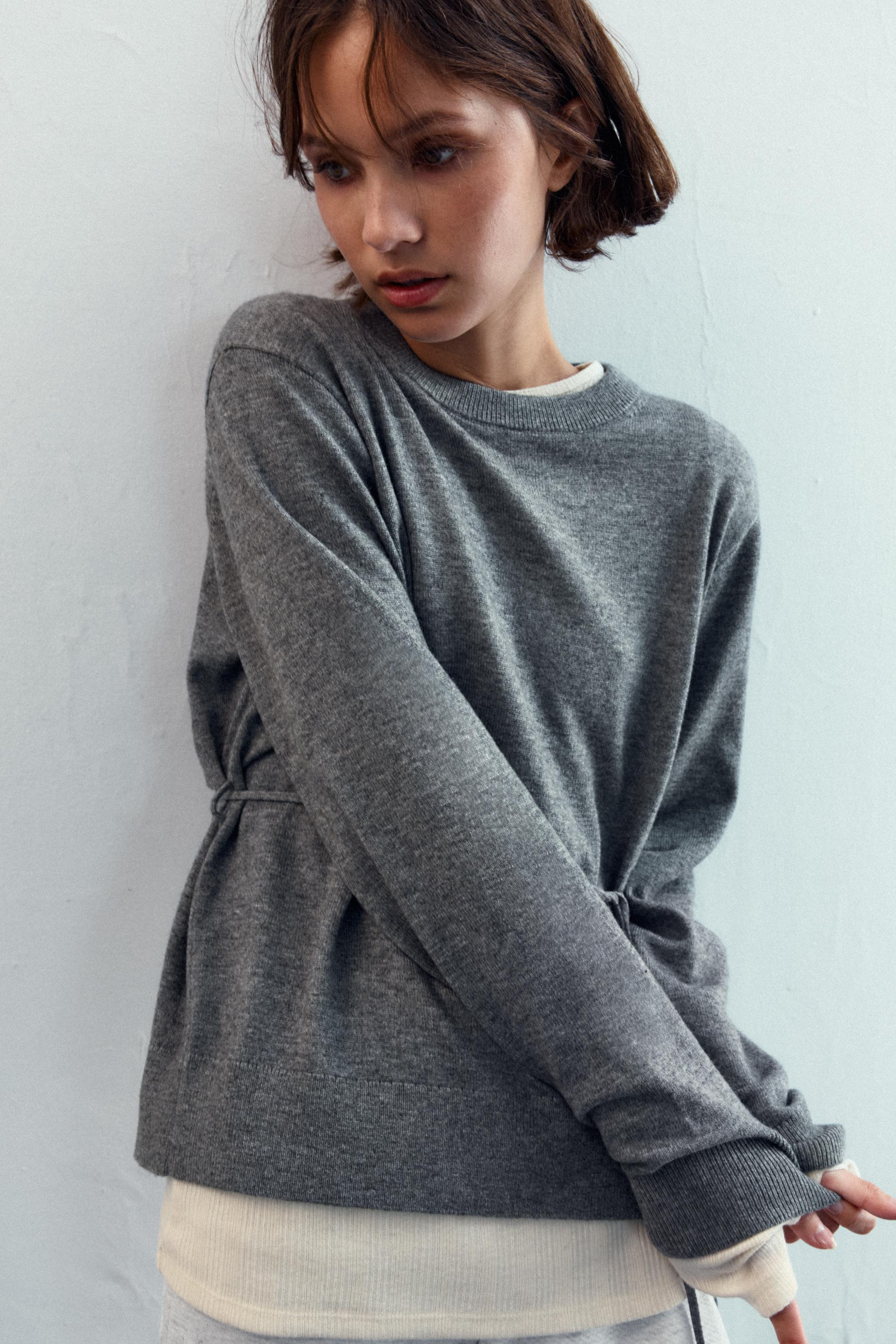 KNIT SWEATER WITH LACE-UP OPEN BACK | Zara US