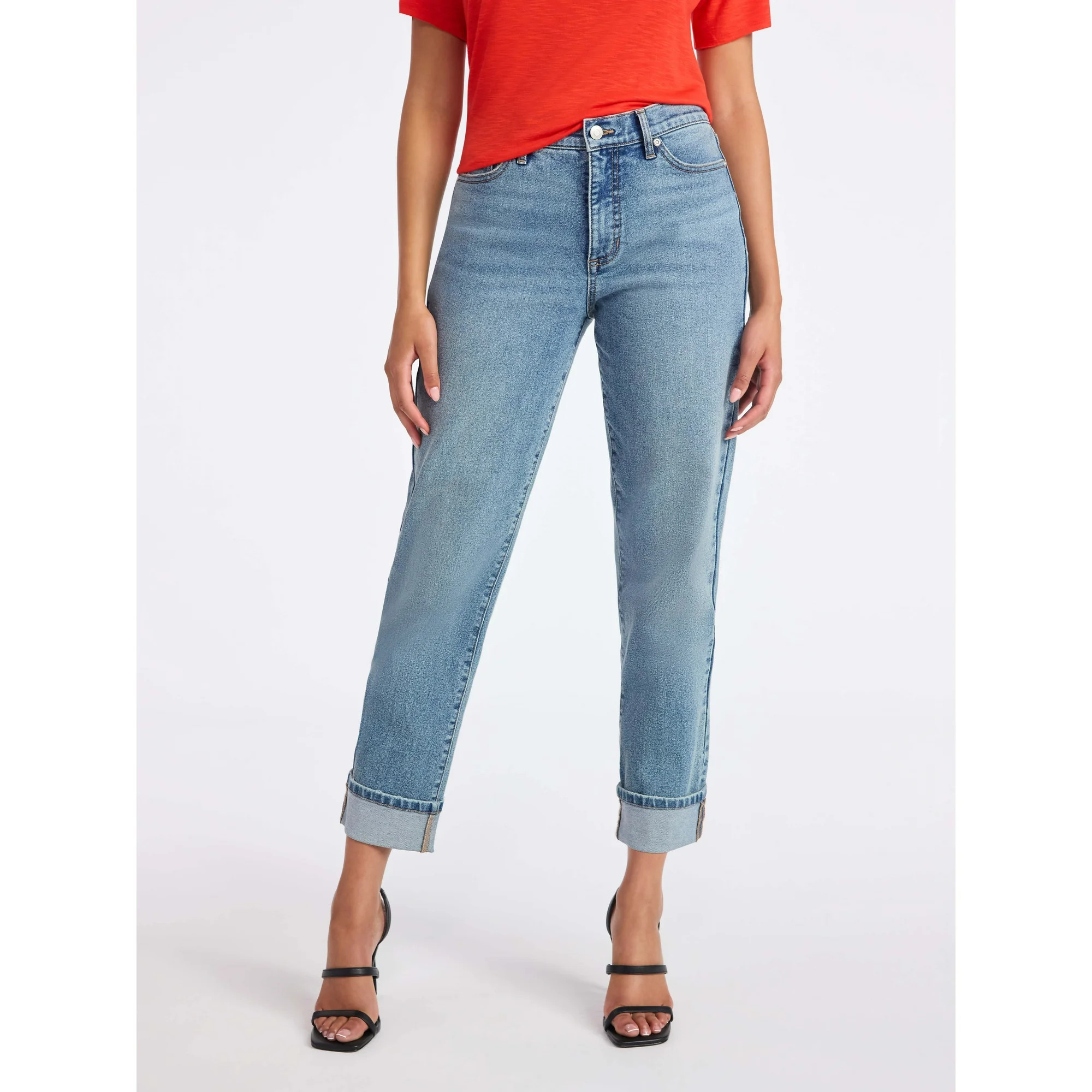 Sofia by Sofia Vergara Women's Beatrix Relaxed Boyfriend Jeans, 27" Inseam, Sizes 0-20 | Walmart (US)