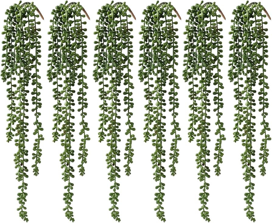 6 Pcs Artificial Succulents Hanging Plants, Fake String of Pearls Greenery Plants,Decoration for ... | Amazon (US)