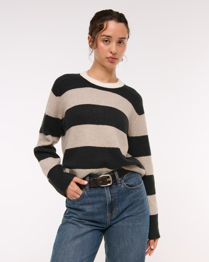 Women's The A&F Madeline Striped Crew Sweater | Women's New Arrivals | Abercrombie.com | Abercrombie & Fitch (US)