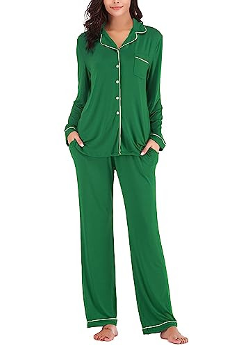 Aamikast Women's Pajama Sets Long Sleeve Button Down Sleepwear Nightwear Soft Pjs Lounge Sets | Amazon (US)