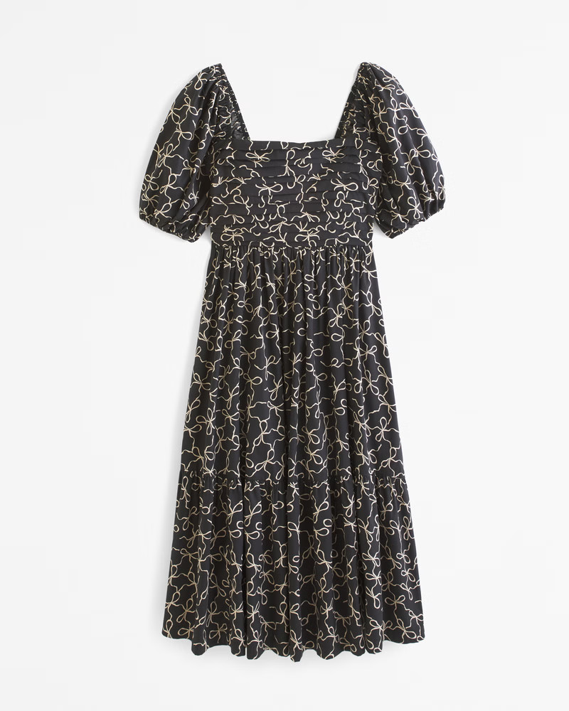 The A&F Emerson Poplin Puff Sleeve Midi Dress | Abercrombie & Fitch (US)