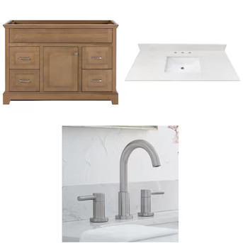 Style Selections Merrill Beige 48-in Vanity Base, Top & Faucet Bundle at Lowes.com | Lowe's