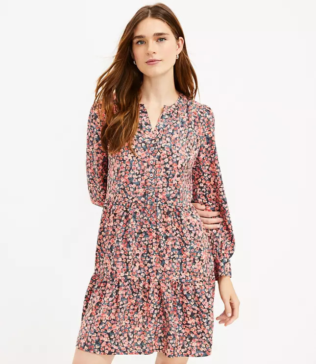 Floral Tiered Shirtdress | LOFT
