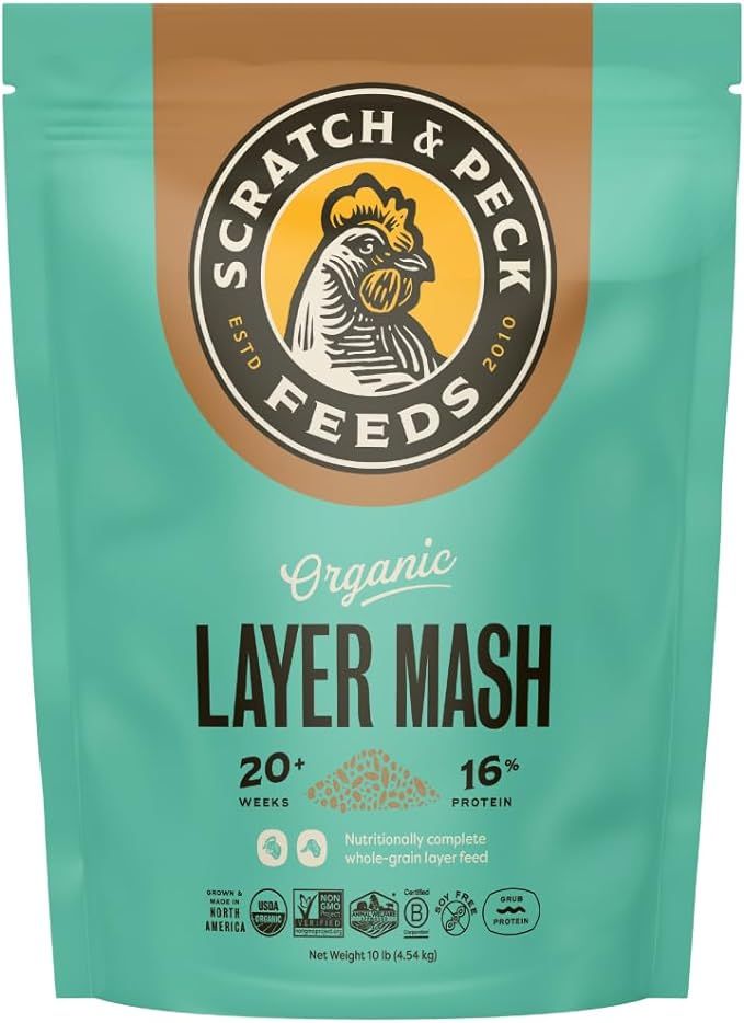 Scratch and Peck Feeds Organic Layer Mash Chicken Feed - 10-lbs - 16% Protein, Non-GMO Project Ve... | Amazon (US)