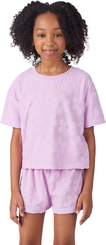 Saint Eve Kids Girls 2 Piece Terry Outfit Set Soft T Shirt and Shorts Matching Lounge Set Summer ... | Amazon (US)