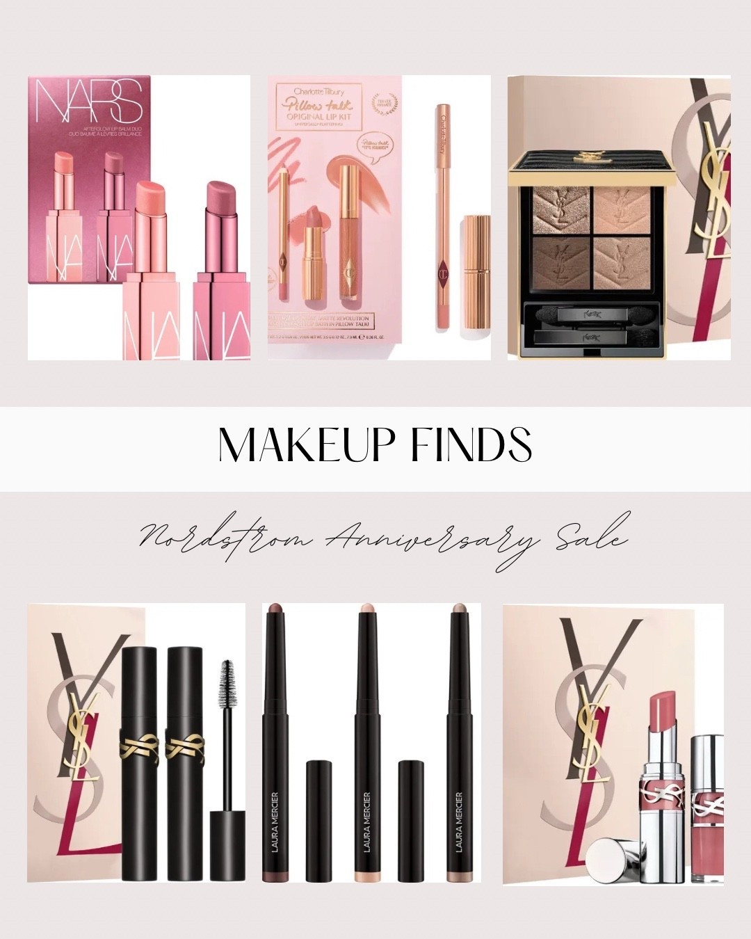 Nordstrom anniversary sale makeup finds // NARS lipstick, Charlotte Tilbury lip stick, YSL eyeshadow palette, YSL mascara, YSL lip stick, Laura Mercier caviar stick set 

#LTKFindsUnder100 #LTKBeauty #LTKSaleAlert