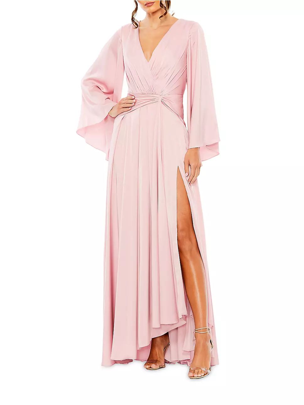 Gathered Long-Sleeve Gown | Saks Fifth Avenue