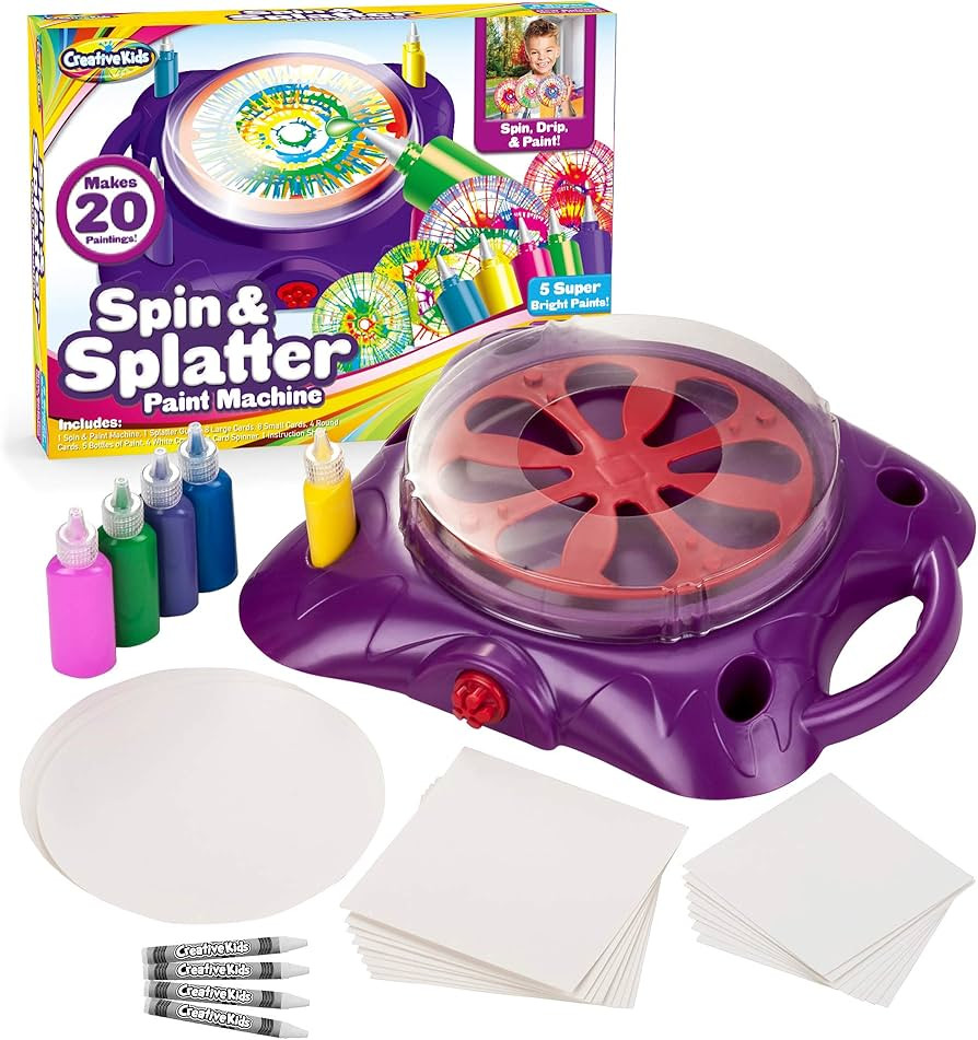 Creative Kids Spin & Paint Art Kit - Spinning Art Machine + Flexible Splatter Guard + 5 Bottles o... | Amazon (US)