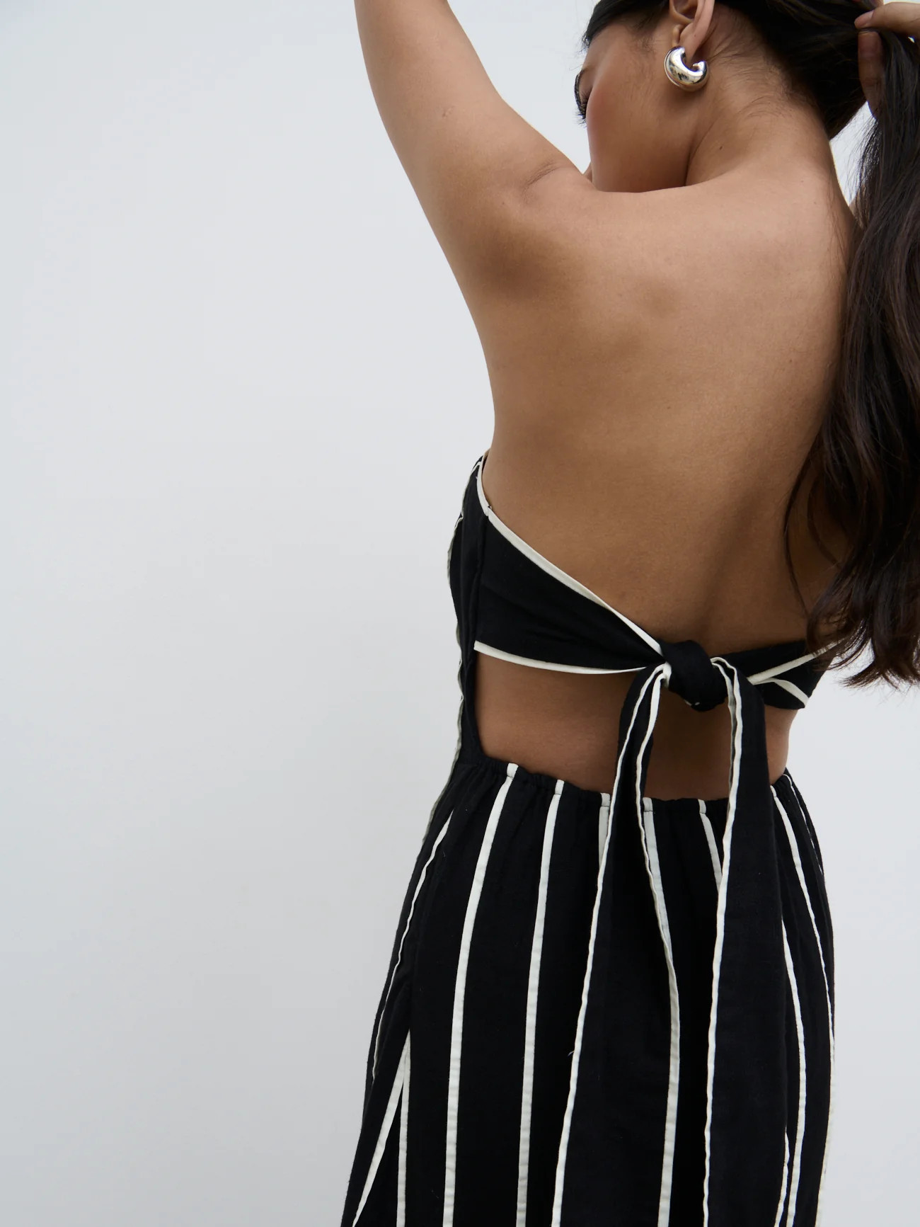 Penny Striped Bandeau Dress - Black and Cream | Pretty Lavish (UK)