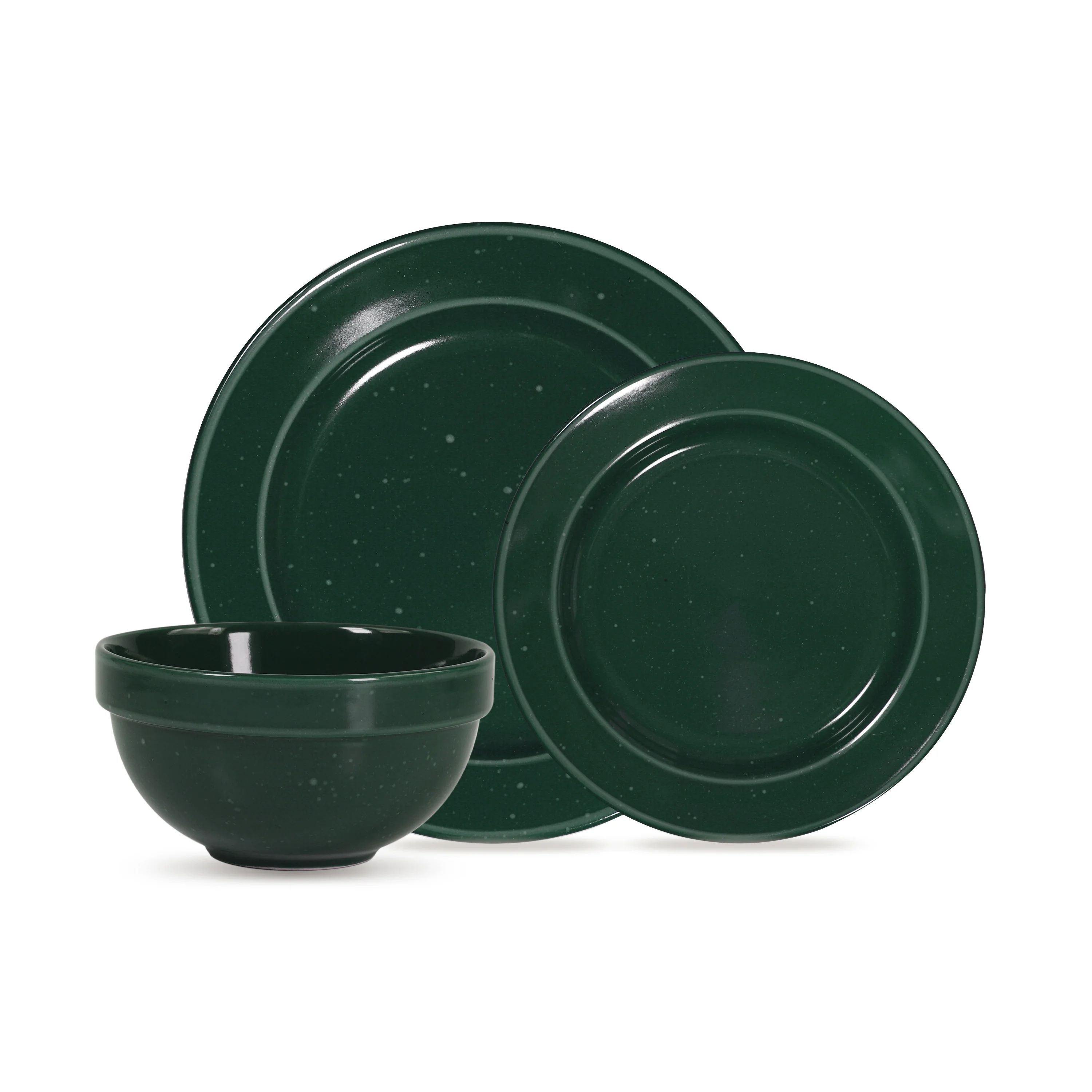Mainstays Speckled 12-Piece Round Stoneware Dinnerware Set, Green - Walmart.com | Walmart (US)