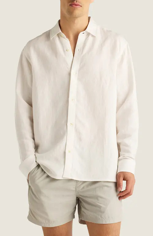 AUTO-REPLY™ Andrew Linen Blend Button-Up Shirt in White at Nordstrom, Size X-Large | Nordstrom