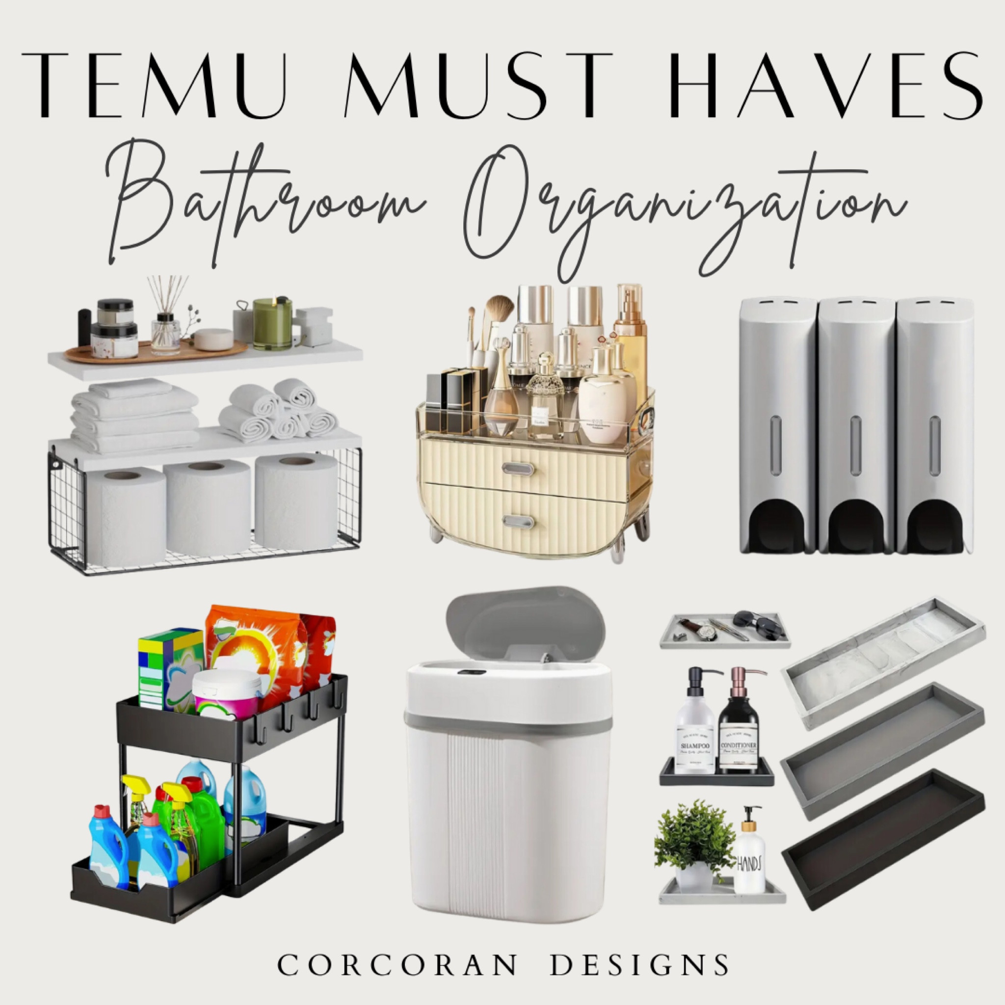 Temu bathroom organization must haves! Shop these affordable bathroom organization finds to make your bathroom look more aesthetic and modern! 

Bathroom organization, bathroom organizing tips, modern bathroom, bathroom storage, bathroom shelves, bathroom under cabinet storage, bathroom trays, electric bathroom trash can, bathroom soap dispensers, jewelry organizer, skincare organizerr

#LTKfindsunder50 #LTKsalealert #LTKhome