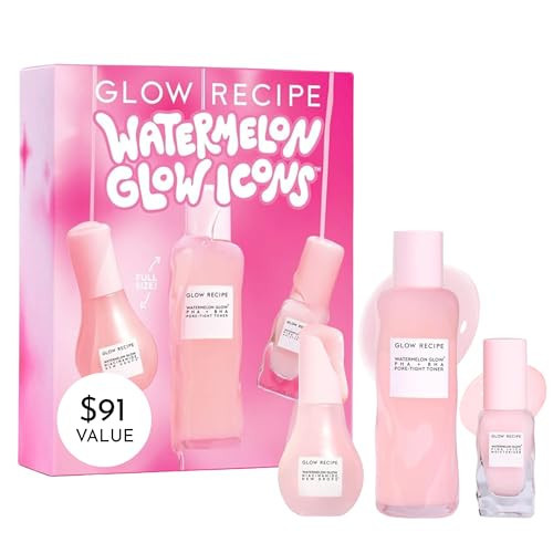 Glow Recipe Watermelon Glow Icons Skin Care Gift Set - Niacinamide Dew Drops Face Serum (40ml) + PHA + BHA Pore Minimizing Toner with Hyaluronic Acid (150ml) + Pink Juice Facial Moisturizer (25ml) | Amazon (US)