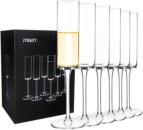 Set of 6 Crystal Champagne Flutes Champagne Glasses Hand Blown Classy Champagne Flutes 100％Lead... | Amazon (US)