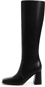 Modatope Knee High Boots Women Chunky Heel Square Toe Heeled Tall Boot for Women Fashion Side Zip... | Amazon (US)