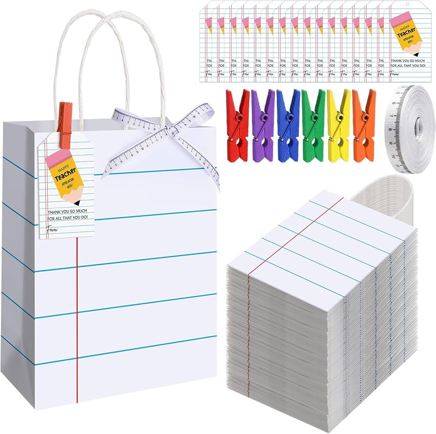 AmazingSpark 36 Sets Teacher Appreciation Gift Bags Bulk with Paper Tag Thank You Teacher Gift Ba... | Amazon (US)