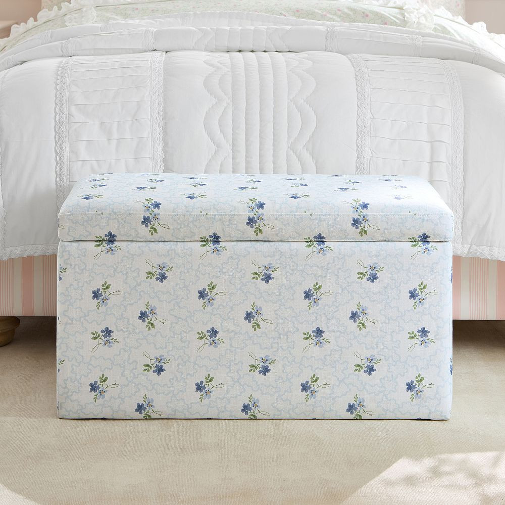 Hill House Home Clematis Scallop Blue Storage Bench (32") | Pottery Barn Teen