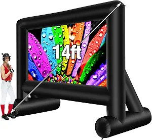 14 Feet Indoor and Outdoor Inflatable Blow up Mega Movie Projector Screen with Carry Bag for Fron... | Amazon (US)