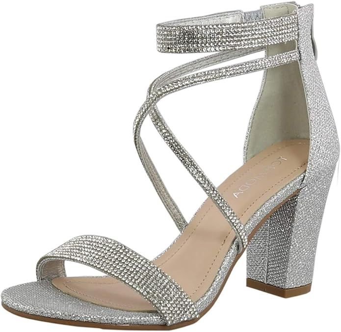 Women's Formal Rhinestone High Heel Sandal Ankle Strap | Amazon (US)