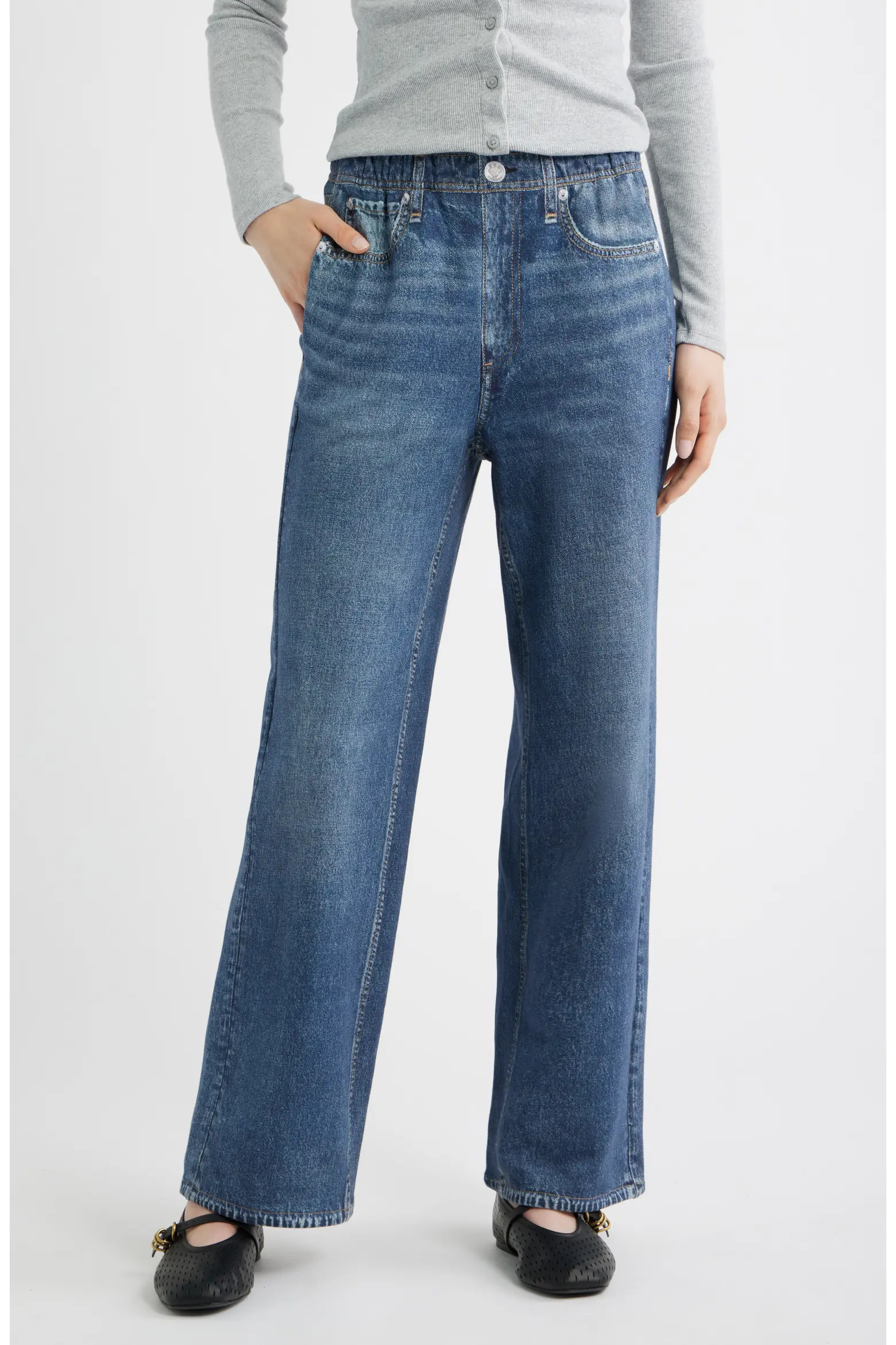 Miramar Wide Leg Cotton Terry Sweatpant Jeans (Women) | Nordstrom | Nordstrom