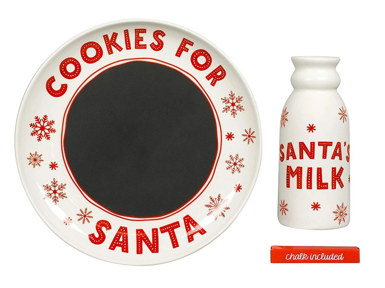 Tiny Ideas Santa's Christmas Cookie Set, Chalkboard Message to Santa Plate and Milk Mug Holiday G... | Walmart (US)