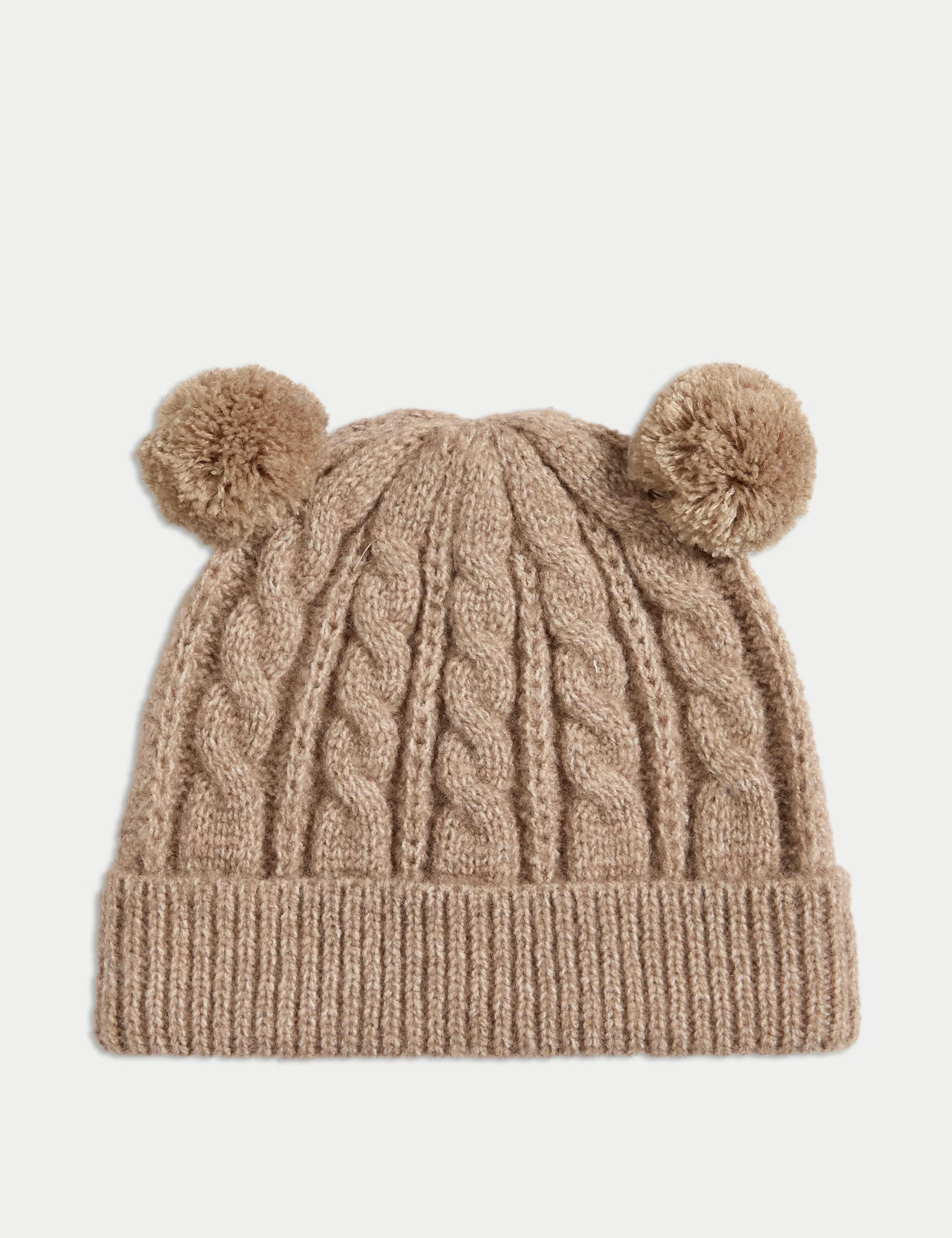 Kids' Cable Knit Double Pom Winter Hat (0-3 Yrs) | Marks & Spencer (UK)