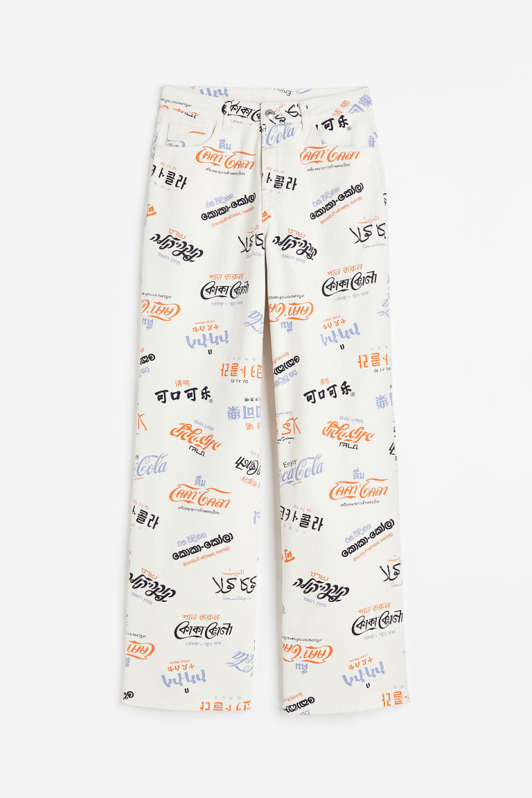 H & M - Printed Twill Pants - White | H&M (US + CA)
