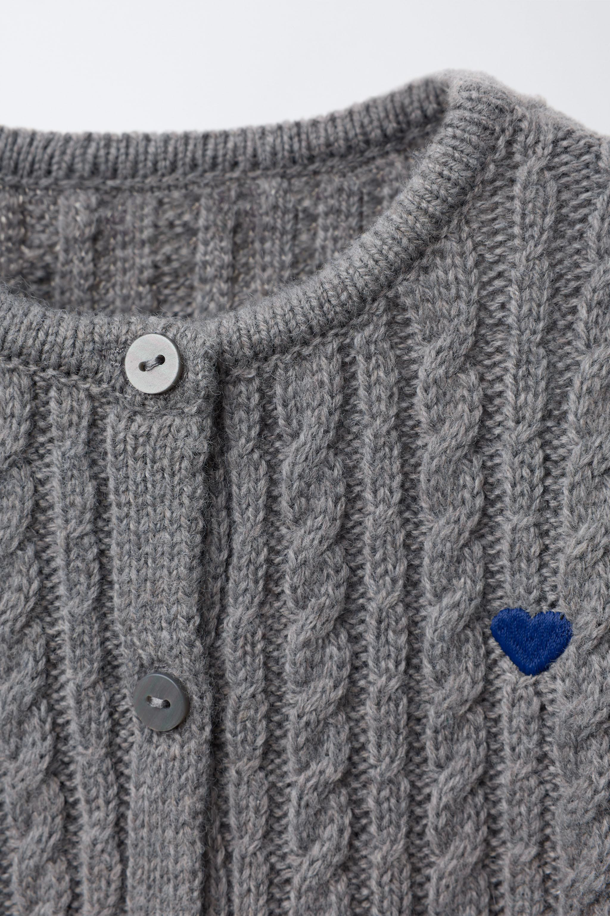 WOOL EMBROIDERED CABLE KNIT CARDIGAN | Zara US